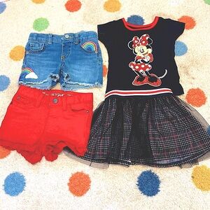 Summer Bundle - 3T girls Minnie skort set and two jean shorts